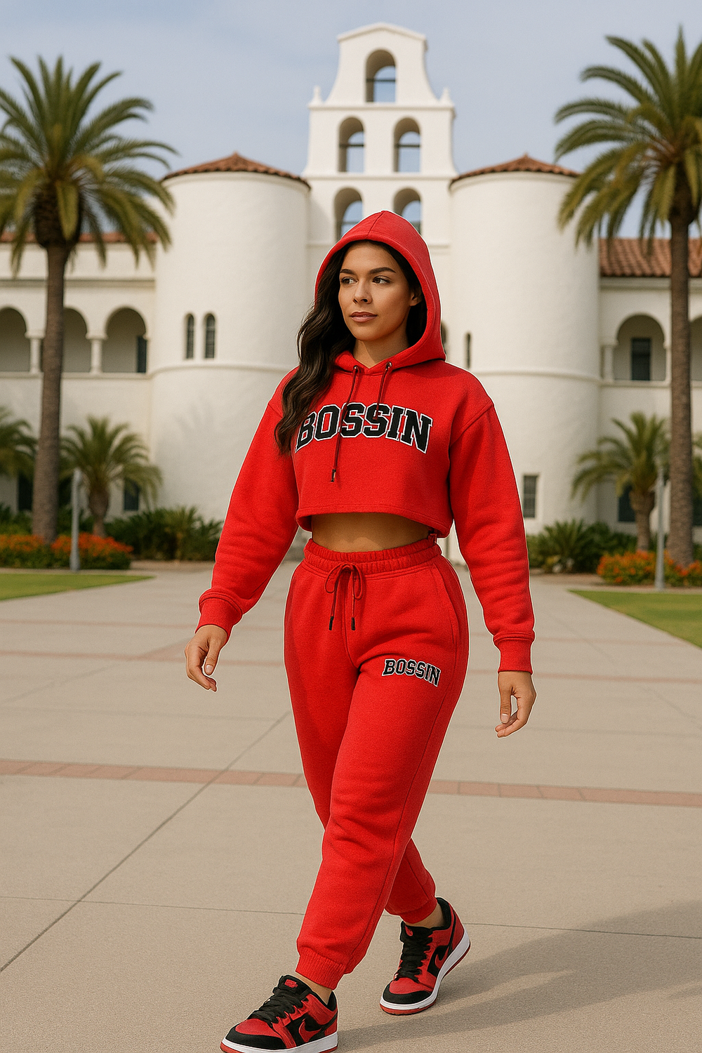 Bossin Aztec Women’s 2PC Crop Hoodie & Jogger Set