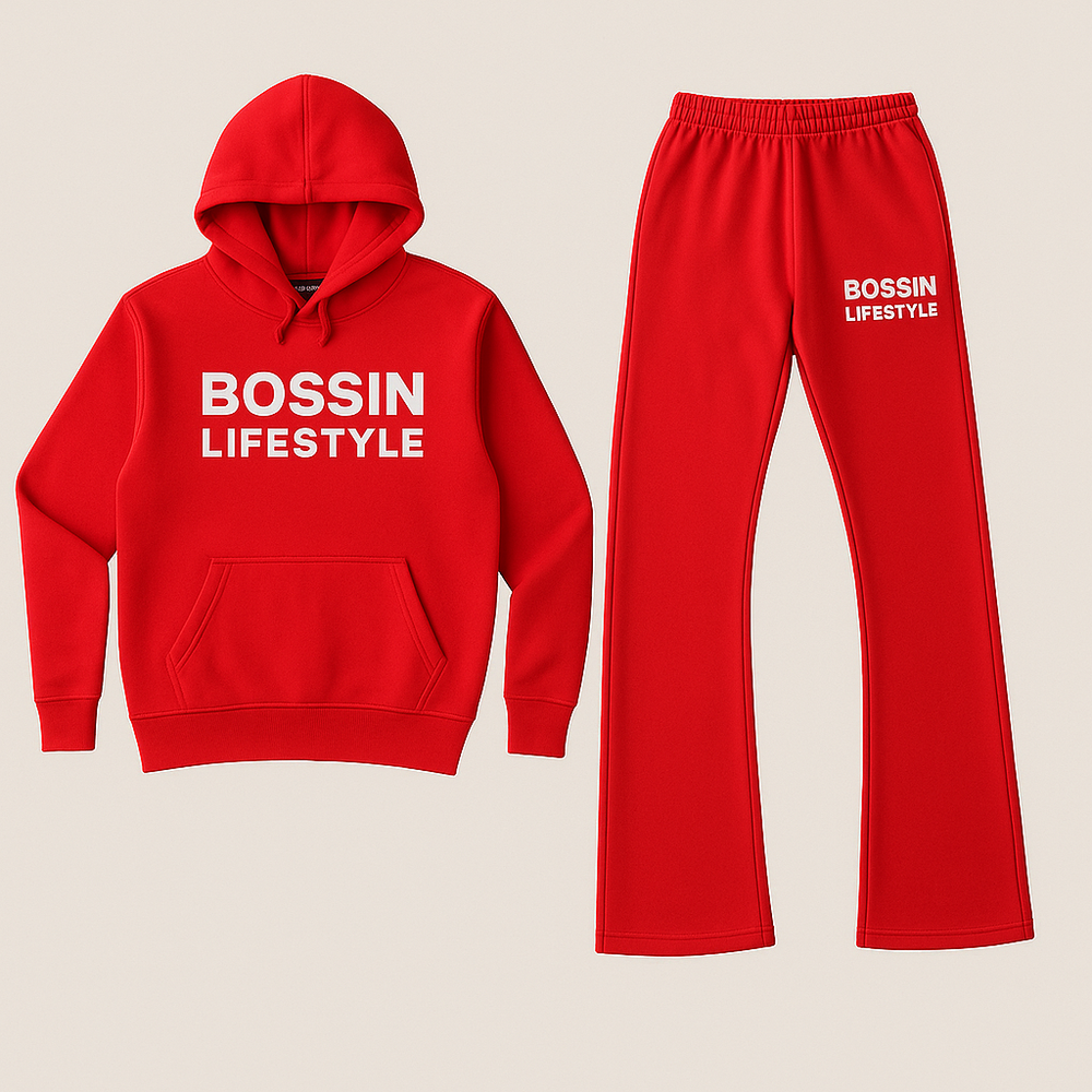 Bossin Lifestyle Red Punch Stacked Hoodie & Jogger Set