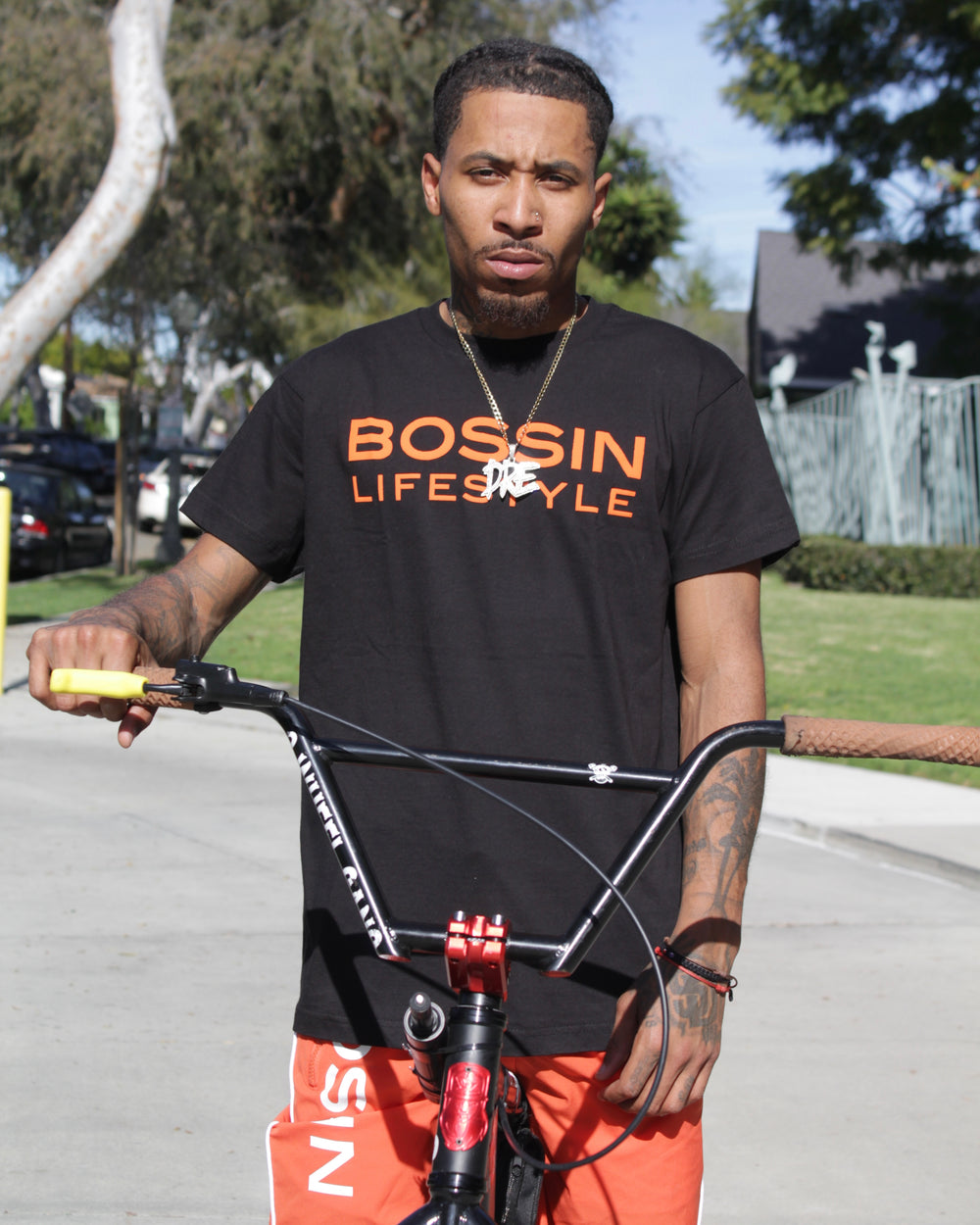 BOSSIN Lifestyle Black & Orange Classic Crewneck Tee