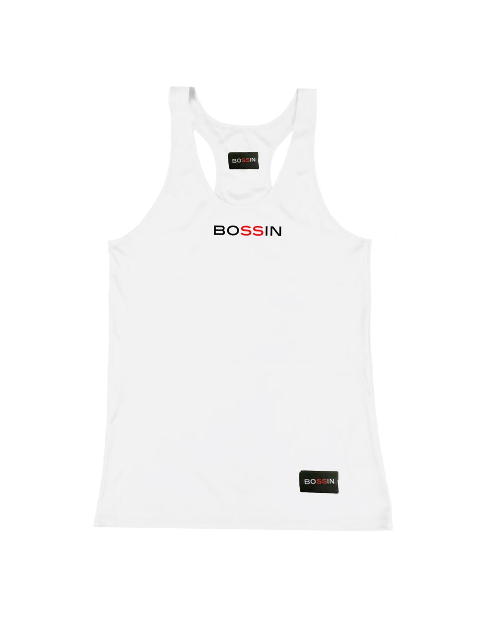 BOSSIN Original Small Logo Racerback Tank -White