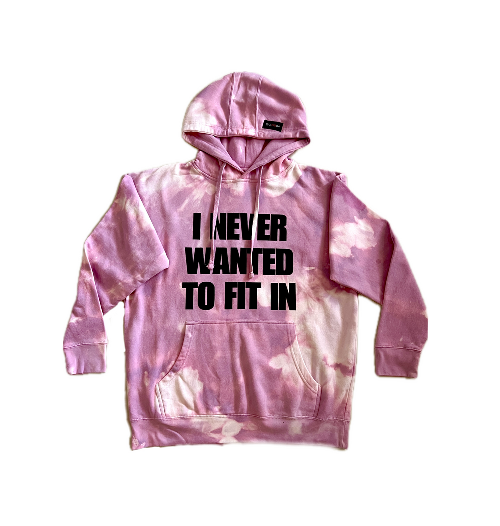 BOSSIN Lavender Bleach Washed “I Never Wanted to Fit In” Hoodie