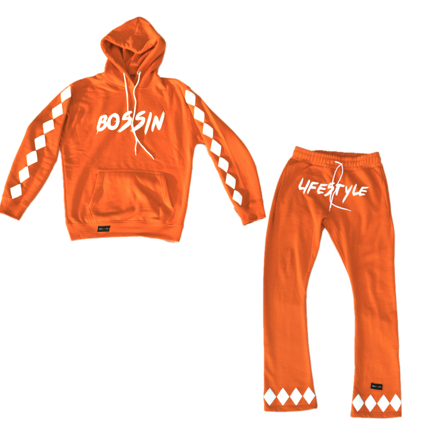 
                  
                    Orange Diamond Hoodie and Tapered Sweatpants
                  
                